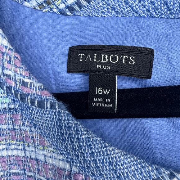 Talbots Plus Women's Stripe Tweed Shift Dress Size 16W Sleeveless Pastels - Picture 5 of 9